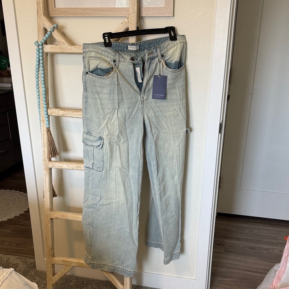Oliver Logan Women's Casual Light Blue Wide Leg Jeans